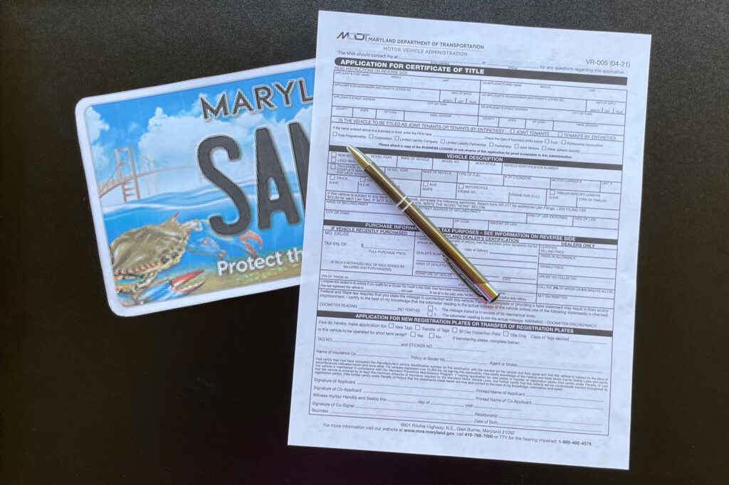 Tag & Title image of license plate and registration form.